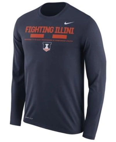 Nike Men's Illinois Fighting Illini Legend Sideline Long Sleeve T-shirt In Navy