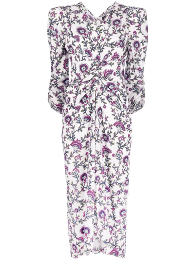 Isabel Marant Albi Floral-print Midi Dress In Ecru