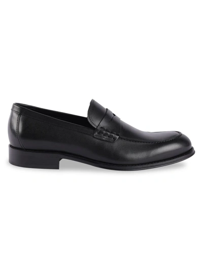 Vellapais Men's Leather Penny Loafers In Black
