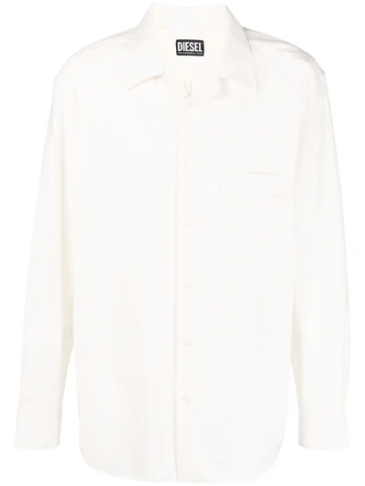 Diesel Virgin-wool Blend Shirt In Neutrals
