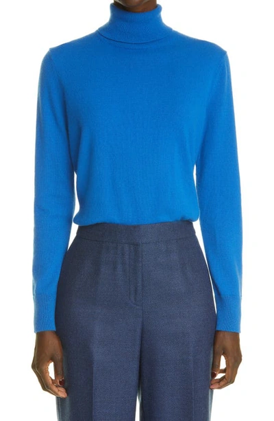 Lafayette 148 Metallic Trim Cashmere Turtleneck Sweater In Ultramarine