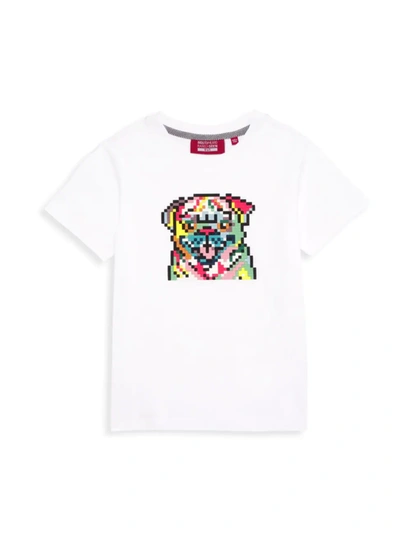 Mostly Heard Rarely Seen Kids' Little Boy's & Boy's Mini Rainbow Pug T-shirt In White