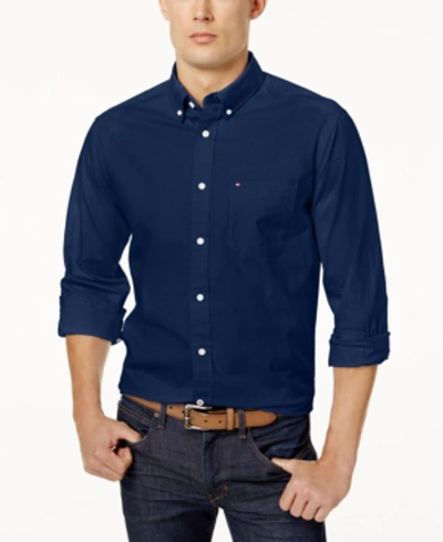 Tommy Hilfiger Men's Custom Fit New England Solid Oxford Shirt, Created For  Macy's In Navy Blazer | ModeSens