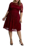 Kiyonna Women's Plus Size Luna Lace Dress In Red