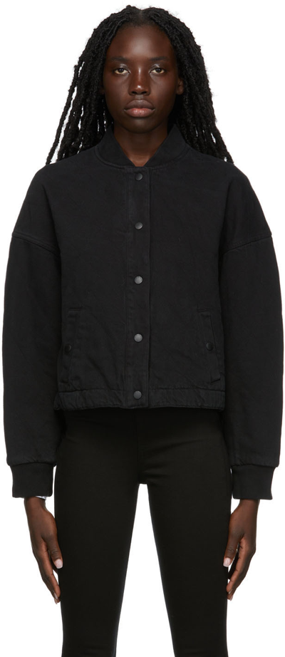 Rag & Bone Val Quilted Cropped Denim Jacket In Black | ModeSens