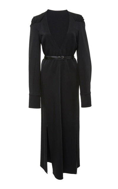 Victoria Beckham Satin Midi Dress In Black