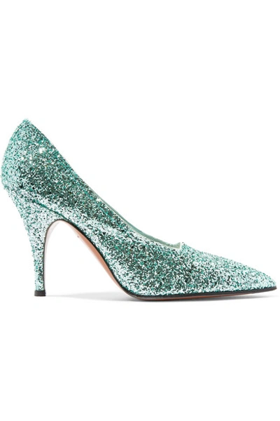 Victoria Beckham Dorothy Gllitter-embellishment Court Shoes In Mint