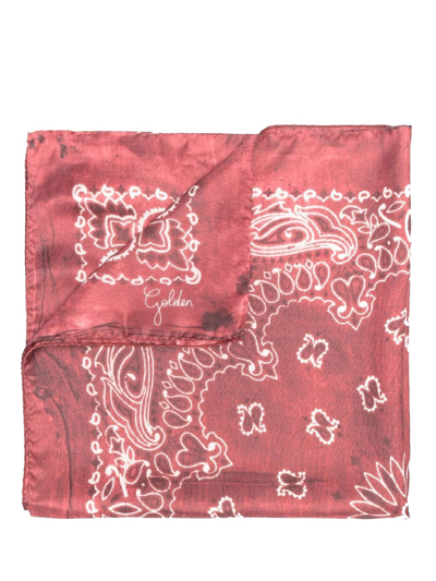 Golden Goose Printed Silk Foulard  Printed  Deluxe Brand Uomo Tu In Red