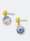 Ettika Indigo Floral 18k Gold Plated Drop Earrings In Blue