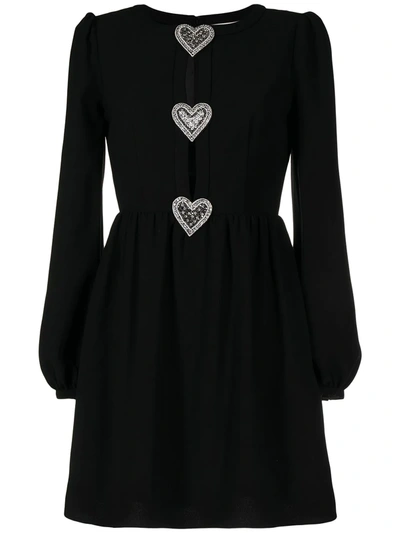 Saloni Camille Heart-embellished Mini Dress In Black Hearts