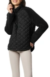 Bernardo Mixed Media Quilted Faux Fur Jacket In Black