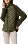 Bernardo Mixed Media Quilted Faux Fur Jacket In Fig Leaf