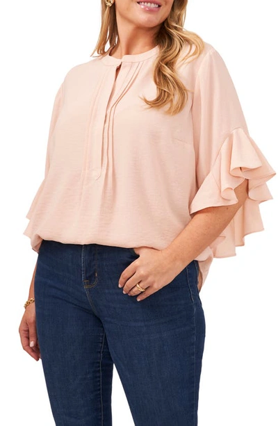 Vince Camuto Ruffle Sleeve Blouse In Cozy Peach