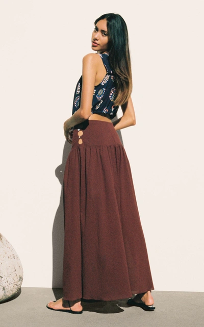 Ciao Lucia Kiki Pleated Dropped-waist Maxi Skirt In Brown