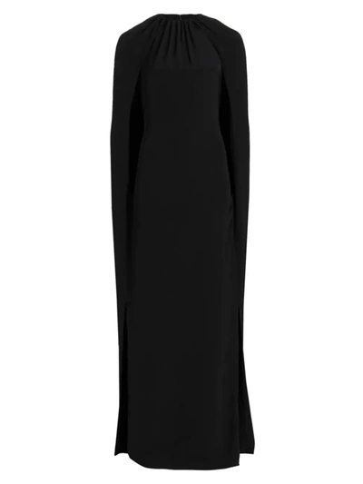 Brandon Maxwell Draped Cape-effect Silk-crepe Gown In Black