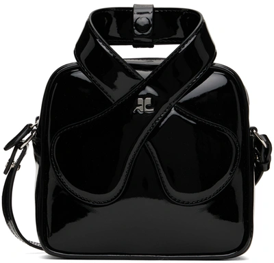 Courrges Alternative Material To Leather Handbag With Patent Effect In Black