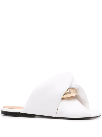 Jw Anderson Chain Twist Leather Sandals In White