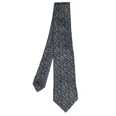 Pre-owned Dunhill Grey & Black Abstract Print Silk Tie