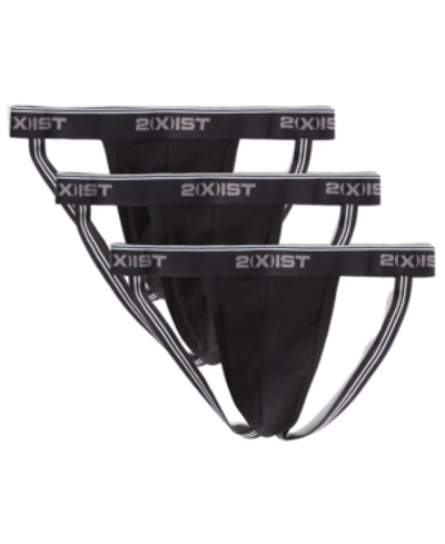 2(x)ist Stretch Cotton Jock Strap 3-pack In Black