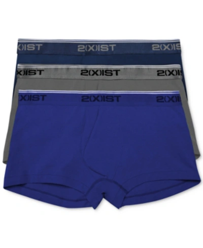 2(x)ist Men's Cotton Stretch 3 Pack No-show Trunk In Gray