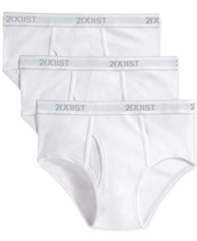 2(x)ist Fly Front Men's Cotton Briefs, 3-pack In White New