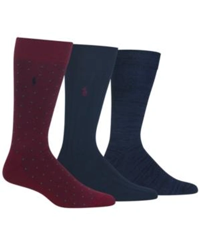 Polo Ralph Lauren Supersoft Diamond Dot Assorted 3-pack Socks In Wine