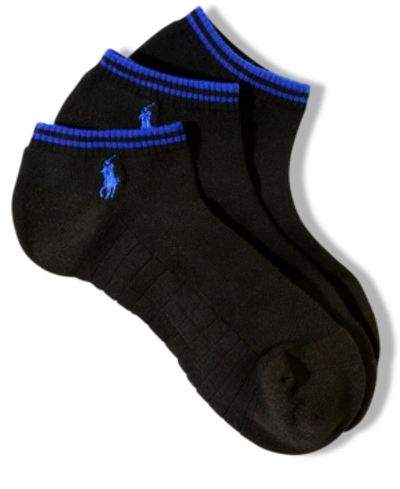 Polo Ralph Lauren Men's Socks, Atheltic Technical Low Cut No Show Performance 3 Pack In Black