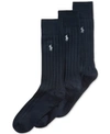 Polo Ralph Lauren Big & Tall Combed Cotton Crew Socks 3-pack In Black