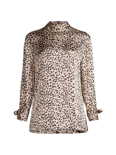 Hugo Boss Animal-print Top With Tie-up Cuff Details In Patterned