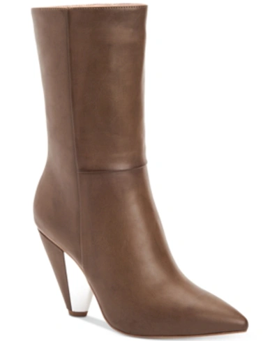 Bcbgeneration Leslie Cone-heel Booties Women's Shoes In Taupe