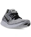 Nike Women's Free Run Flyknit 2017 Running Sneakers From Finish Line In White/black-stealth-pure