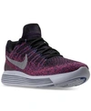 Nike Women's Lunarepic Low Flyknit 2 Running Sneakers From Finish Line In Black/metallic Silver-hyp