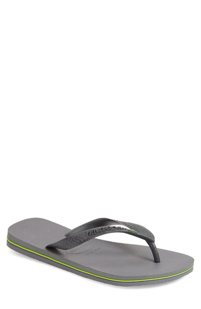 Havaianas Men's Brazil Flip-flop Sandals Men's Shoes In Steel Grey