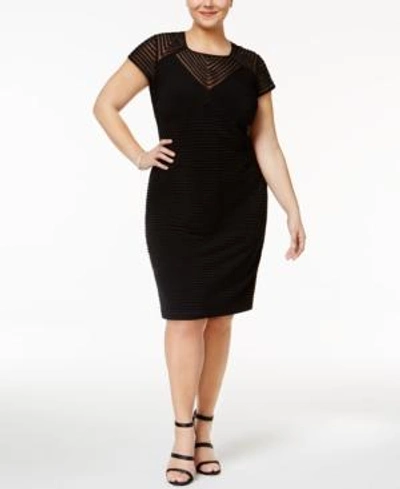 Calvin Klein Plus Size Illusion Banded Sheath Dress In Black