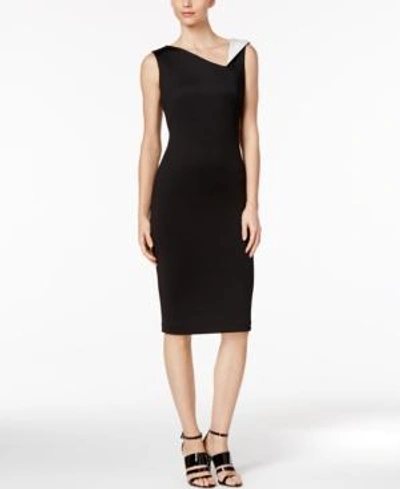 Calvin Klein Contrast-collar Sheath Dress In Black/white