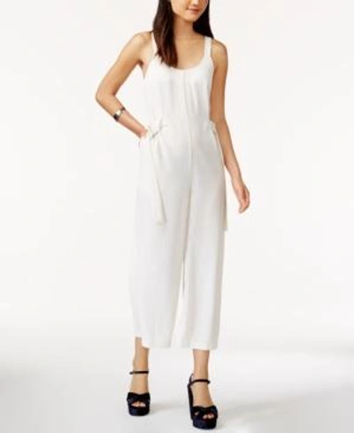 Minkpink Cropped Pinstriped Jumpsuit In Black/white