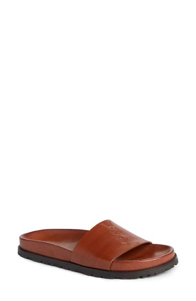 Saint Laurent Jimmy Joan Calfskin Flat Sandal In Whiskey