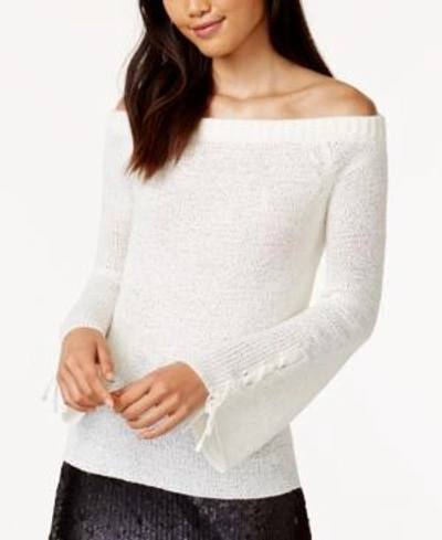 Minkpink Antoinette Off-the-shoulder Knit Top In White