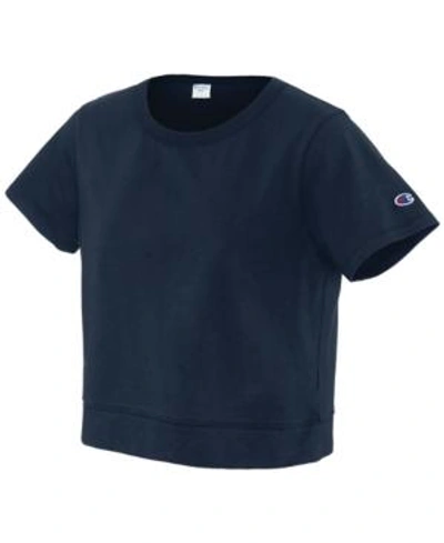 Champion Cotton Cropped T-shirt In Navy