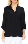 Vince Camuto Long Sleeve Solid Utility Shirt In Classic Navy