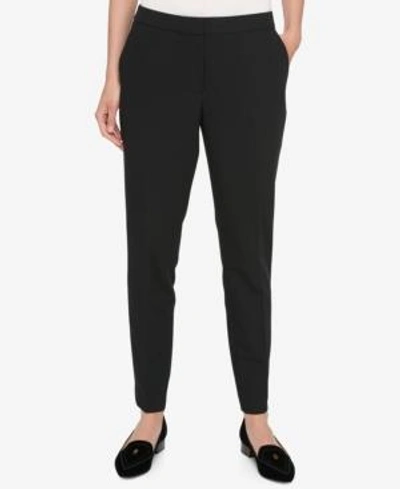 Tommy Hilfiger Twill Slim-leg Ankle Dress Pants In Black