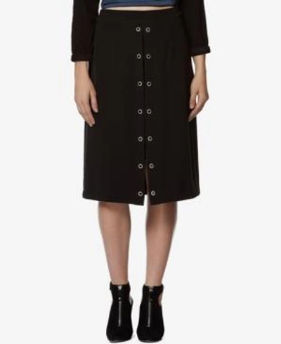 Avec Les Filles Front-slit Grommet Skirt In Black