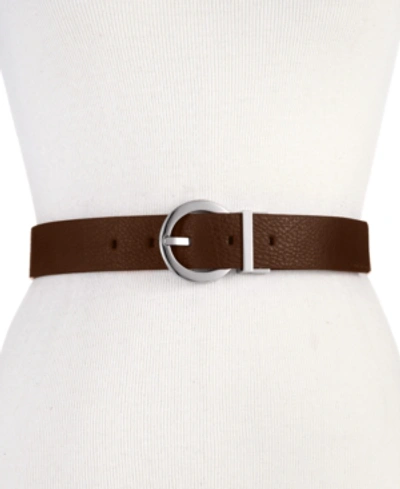 Calvin Klein Reversible Round-buckle Belt, Created For Macy's In Black/brown
