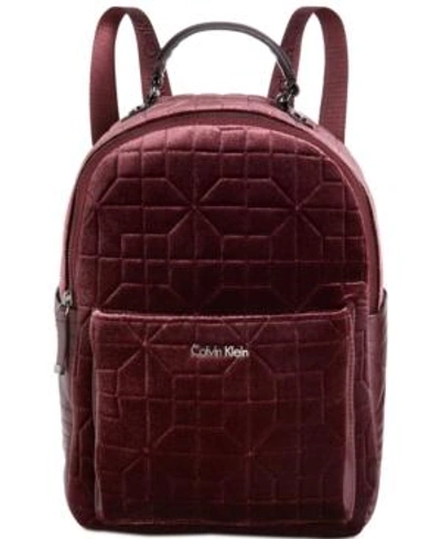 Calvin Klein Collaboration Quilted Velvet Backpack In Rum Raisin