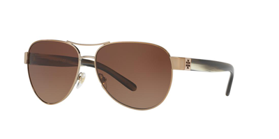 Tory Burch Polarized Brown Gradient Aviator Ladies Sunglasses Ty6051 3198t5 60 In Brown / Gold