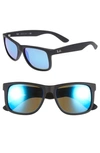 Ray Ban Ray-ban Unisex Justin Square Sunglasses, 55mm In Blue Mirror
