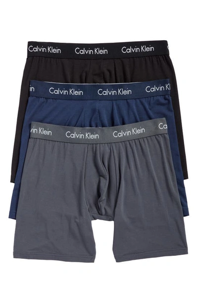 Calvin Klein Body 3-pack Stretch Modal Boxer Briefs In Blue Shadow/ Mink/ Black