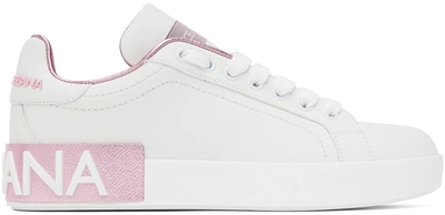 Dolce & Gabbana Low-top Sneakers Portofino Nappa Leather In Pink