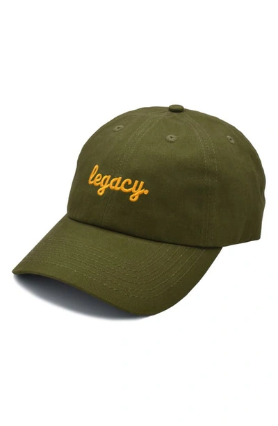 A Life Well Dressed Legacy Statement Baseball Cap In Forest/ Gold