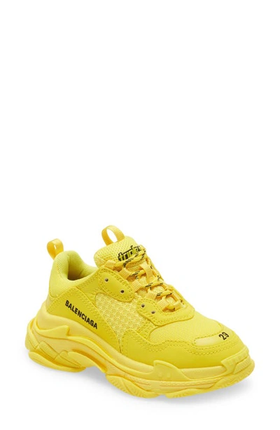 Balenciaga Kid's Triple S Tonal Chunky Sneakers, Toddler/kids In Yellow